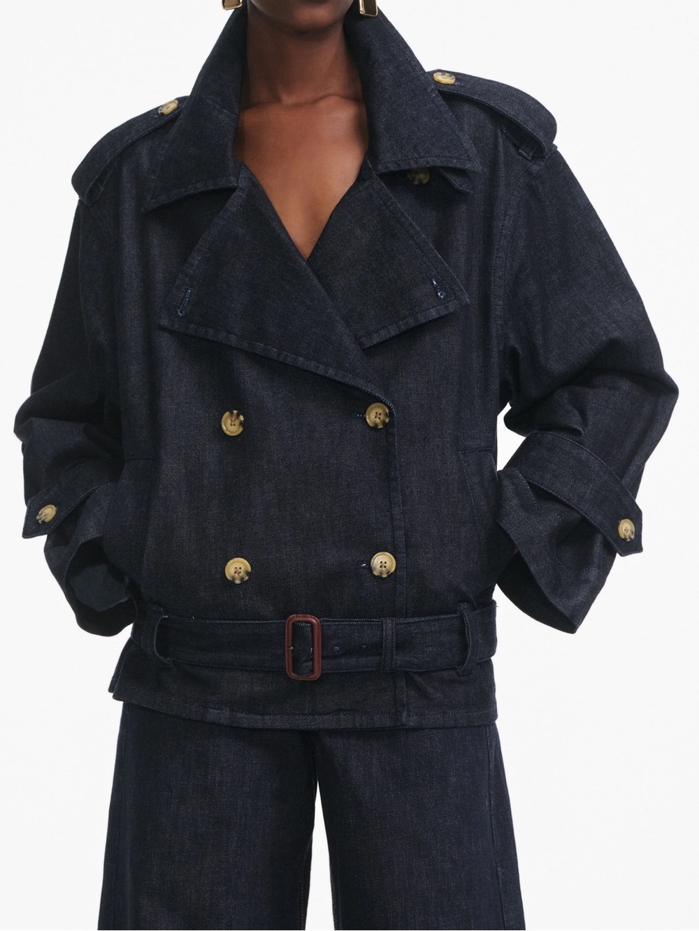 Self portrait Denim Trench Jacket